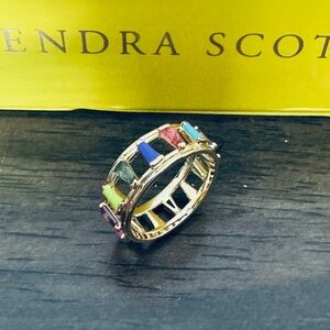 Kendra Scott Rainbow Crystal Stone Gold Statement Ring